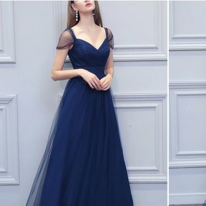 Zapaka Women’s Vintage Navy Blue Prom Dress Size L
